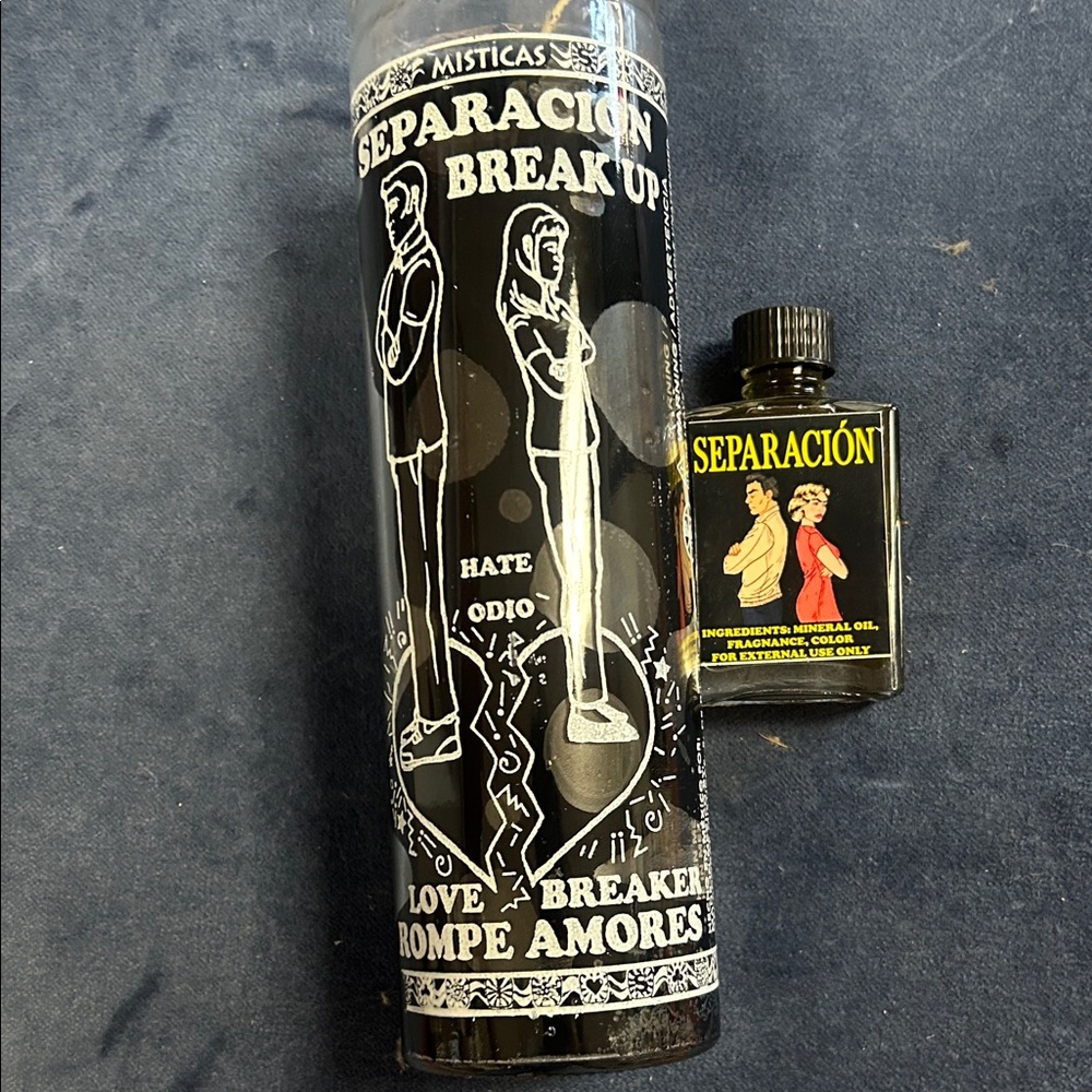 Black Separation Break Up Candle and Oil Set preparada con polvos negros lista